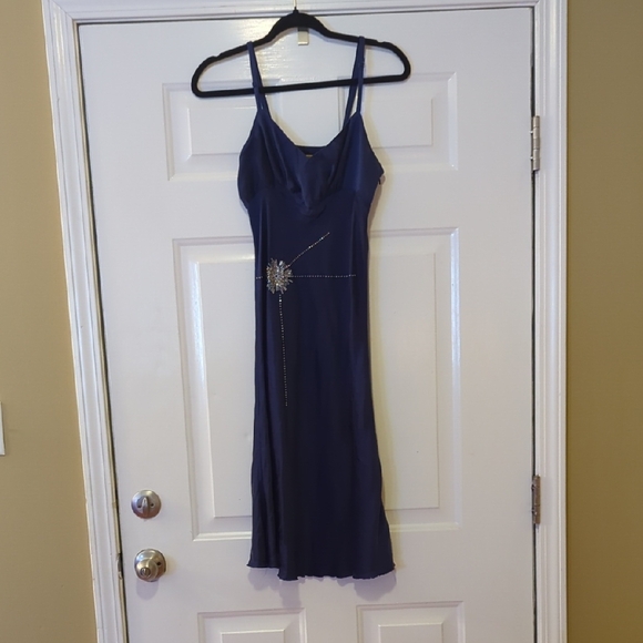 Libertine Dresses & Skirts - Vintage Y2K Libertine Navy Blue Slip Dress Embelished -Size M- 100% Silk